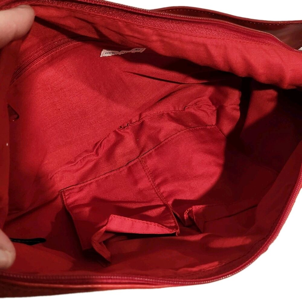 Vintage Y2K Newport News Red Suede Hobo Bag Embroidered Boho Shoulder Purse - Picture 11 of 16
